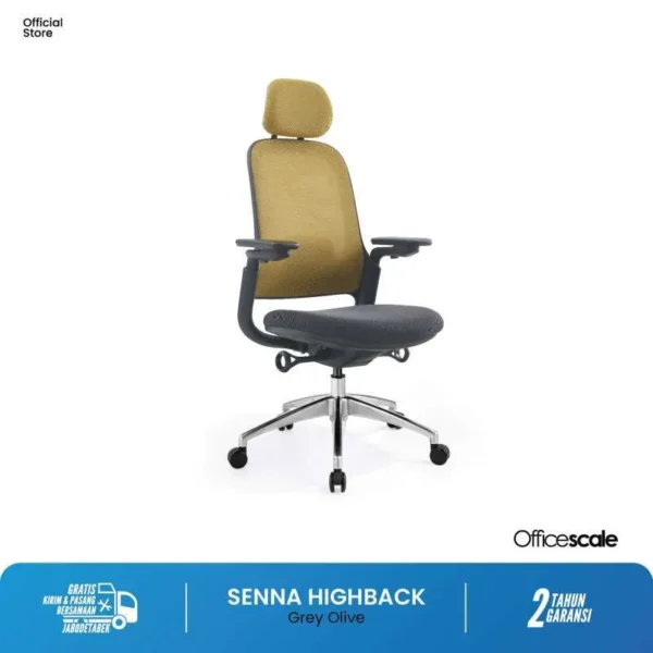 Kursi Officescale SENNA HIGHBACK GREY OLIVE