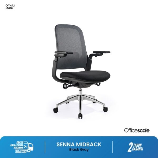 Kursi Officescale Senna MidBack Black-Grey