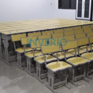 Set Meja Kursi Sekolah Rangka Besi Abu