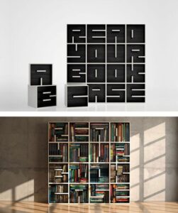 Desain Rak Buku ABC Minimalis