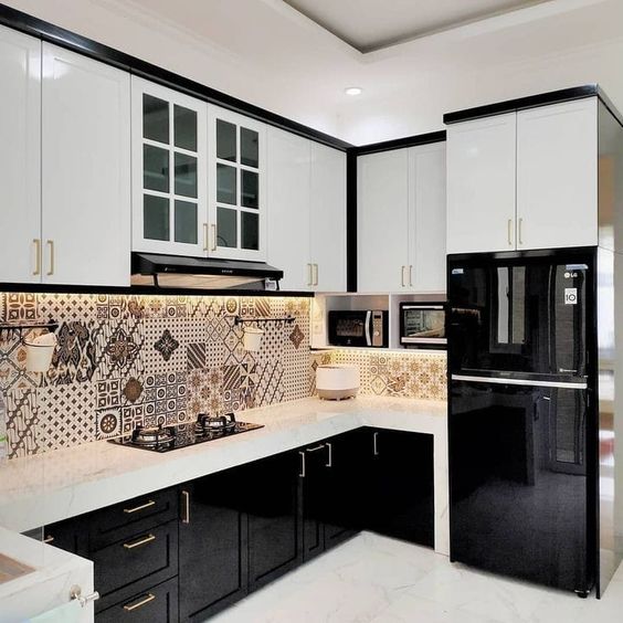 Kitchen set warna hitam putih