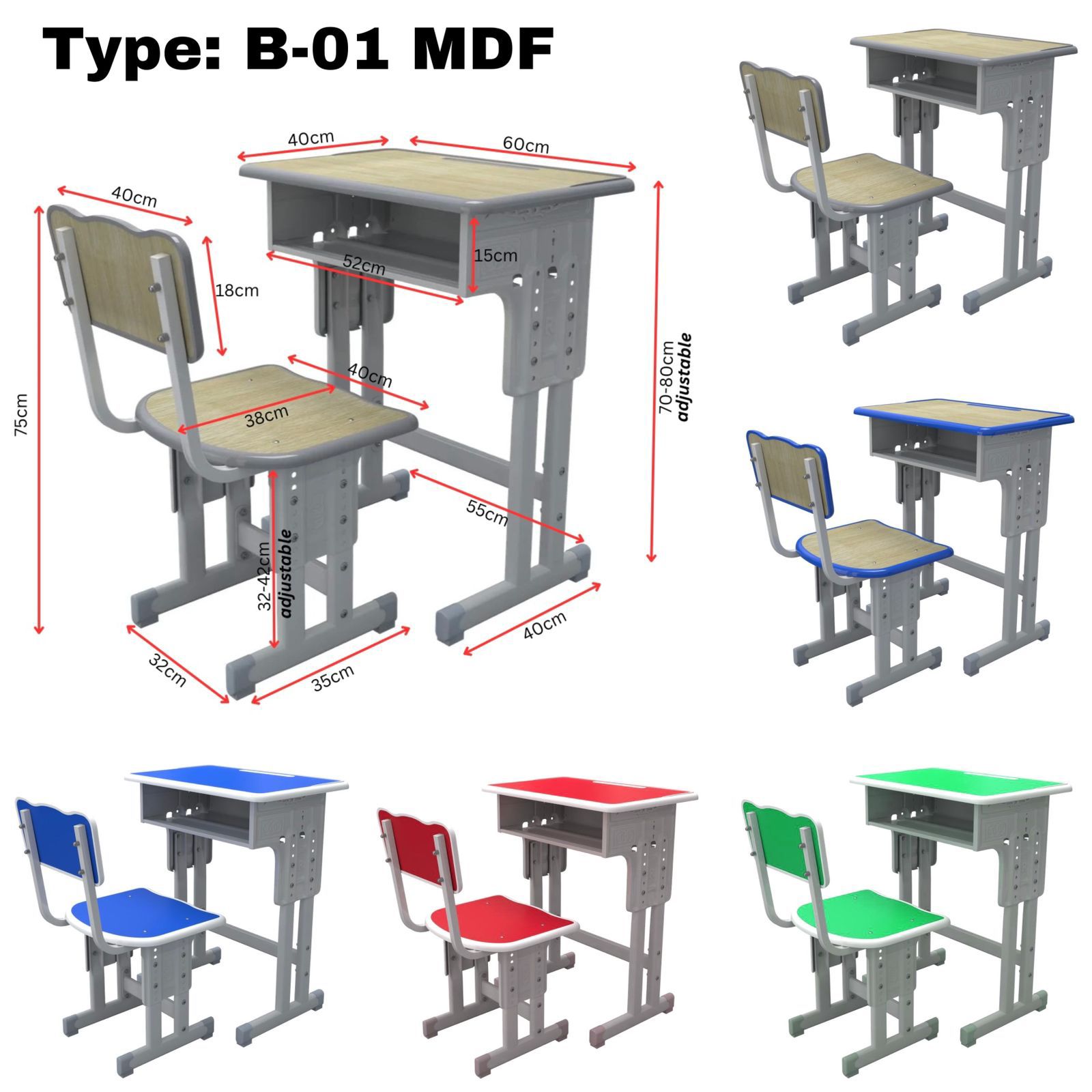 kursi meja sekolah B-01 mdf kursi meja sekolah B-01 mdf