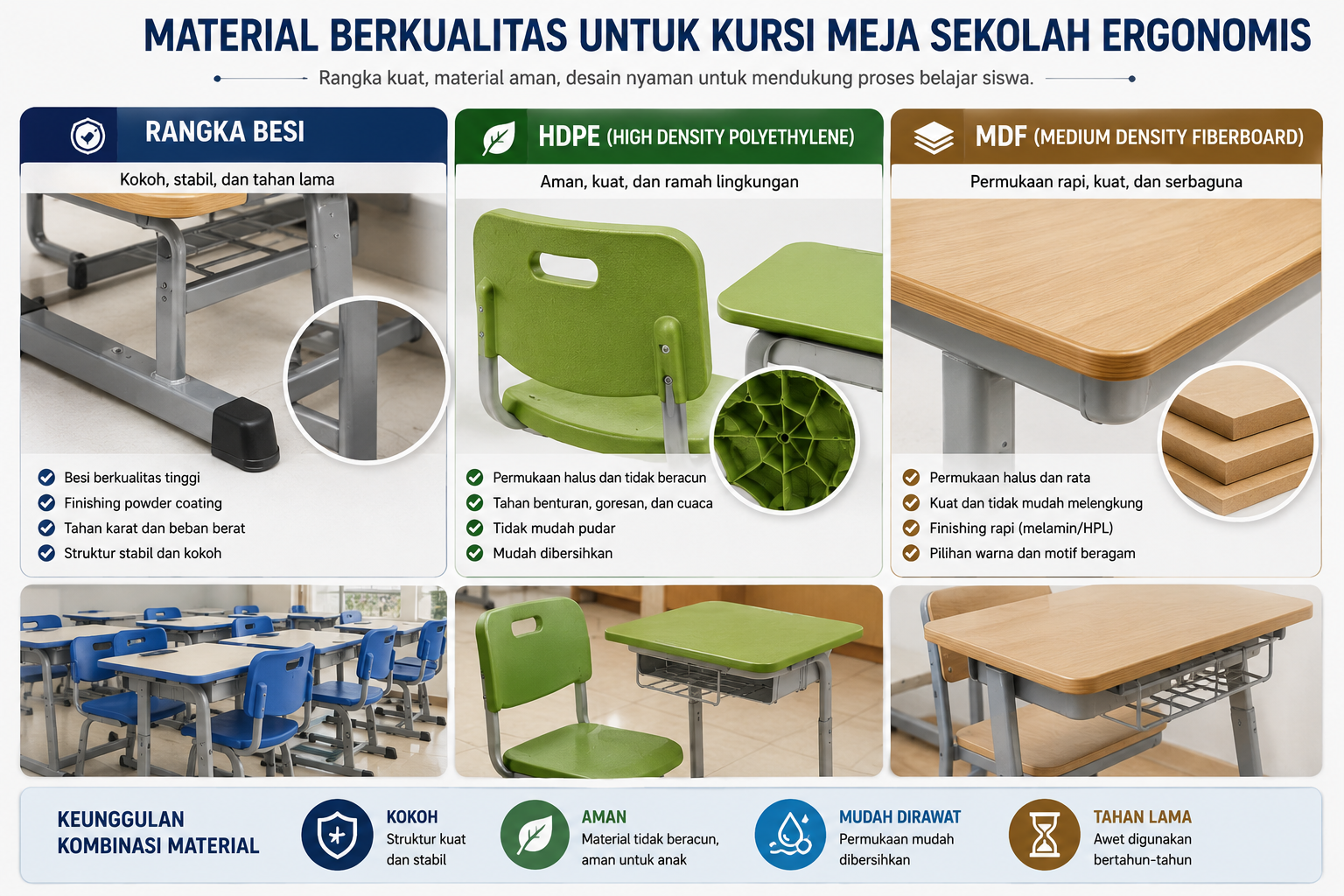 Materi berkualitas untuk furniture sekolah