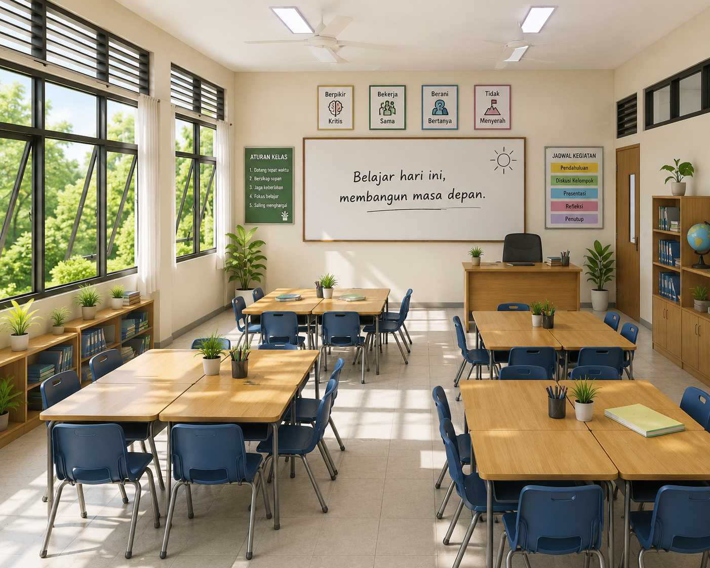 Ruang kelas yang terang dan modernRuang kelas yang terang dan modern