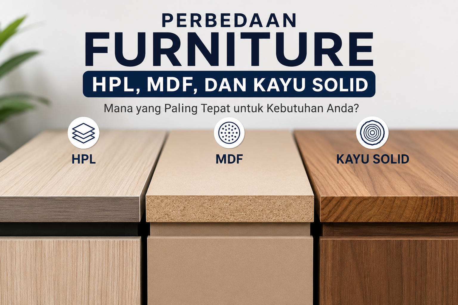Perbandingan material furniture HPL, MDF, kayu solid