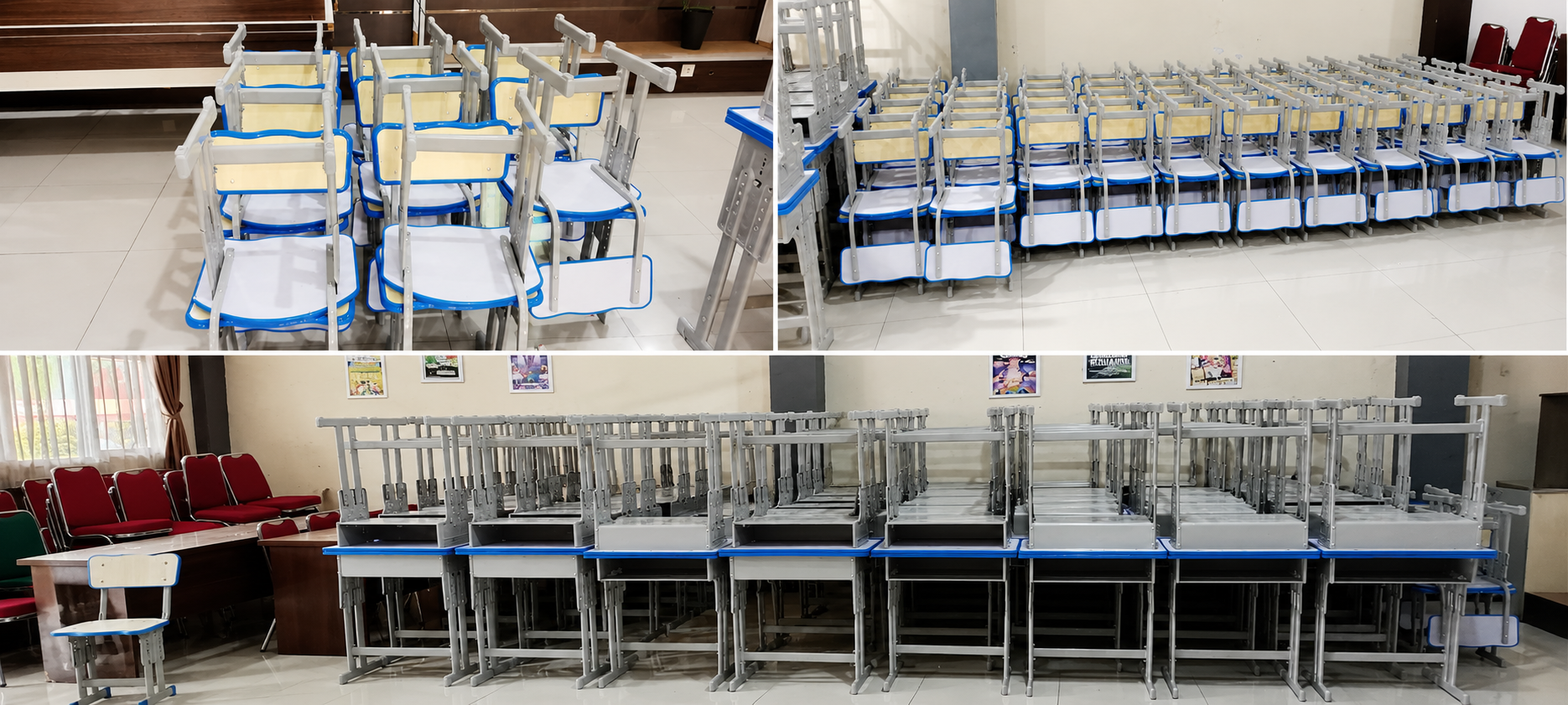 Ruangan kelas dengan perabot tertata rapi